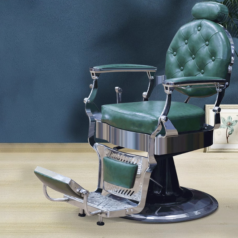 Rotatable Circular Barber Chair with Armrest & Footrest, Scratch-tolerant