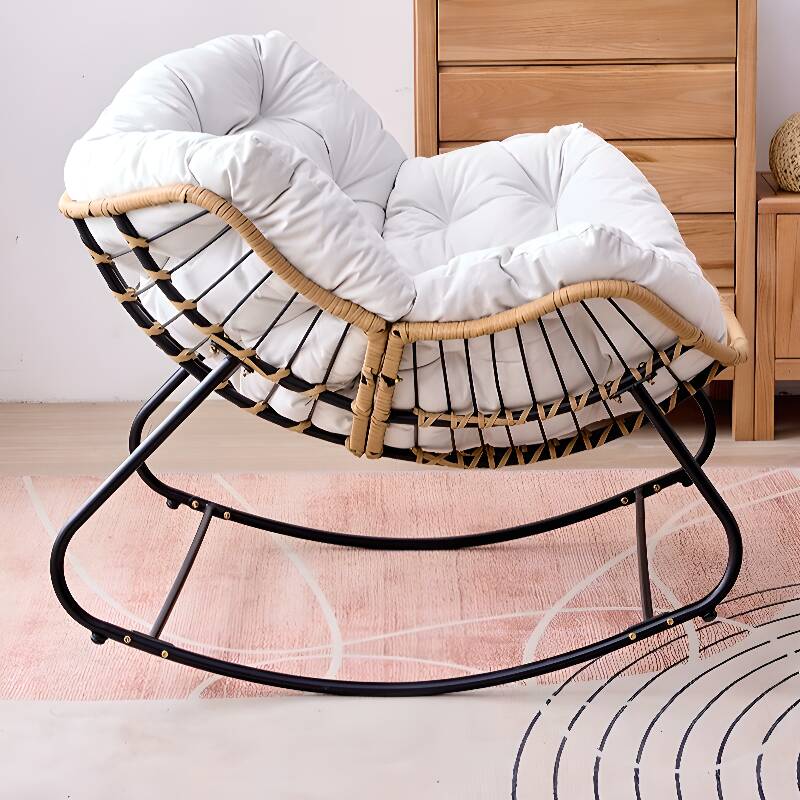 Chalk/Olive Green Ergonomic Rocking Chair Couch with Rear Back, Stationary