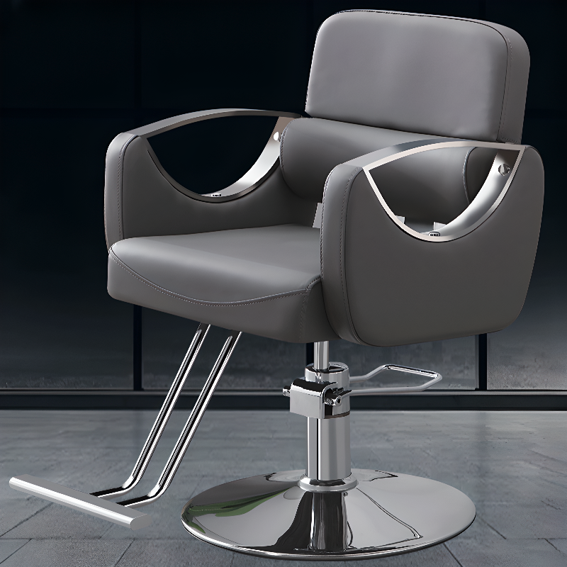 Electroplate Hydrophobic Turned Adaptable Height Upholstered Barber Chair