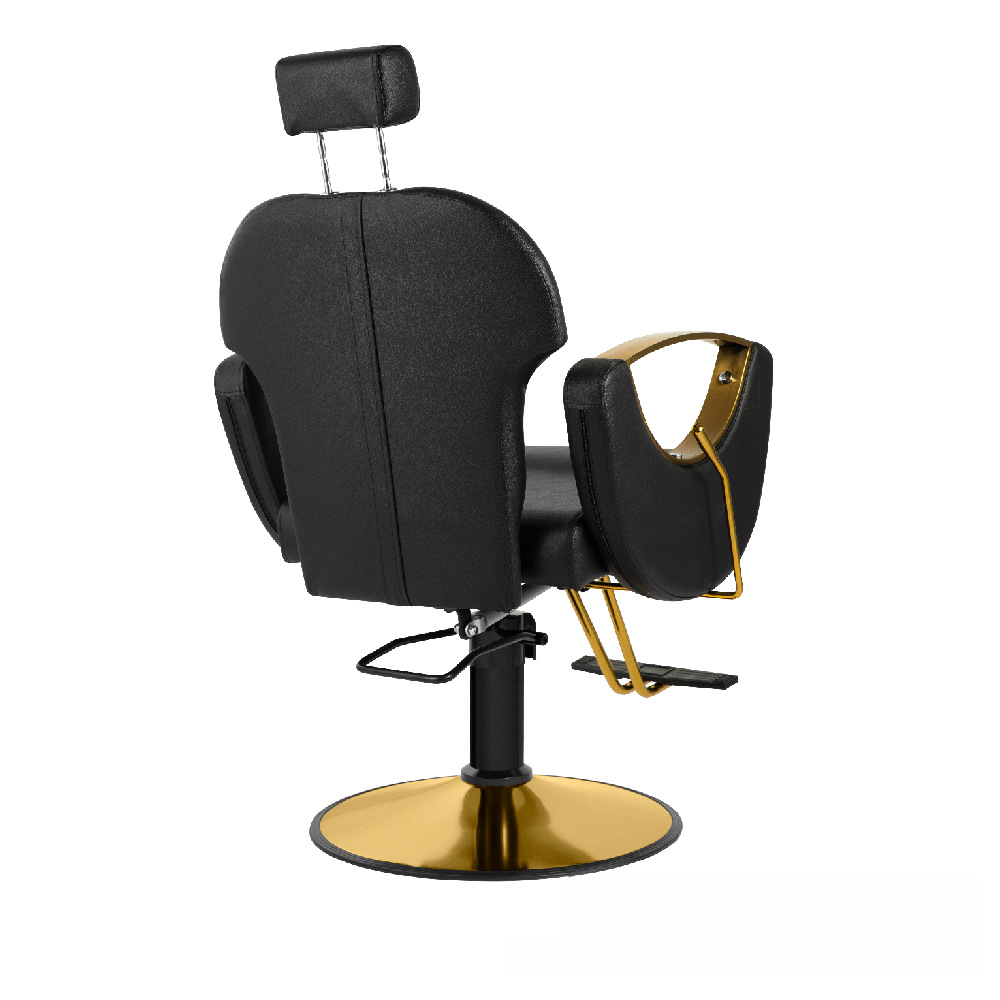 Stain Resistant L-Shape Solid Colour Adjustable Manual Recline Barber Chair with Metal Frame and Winged-back Chair