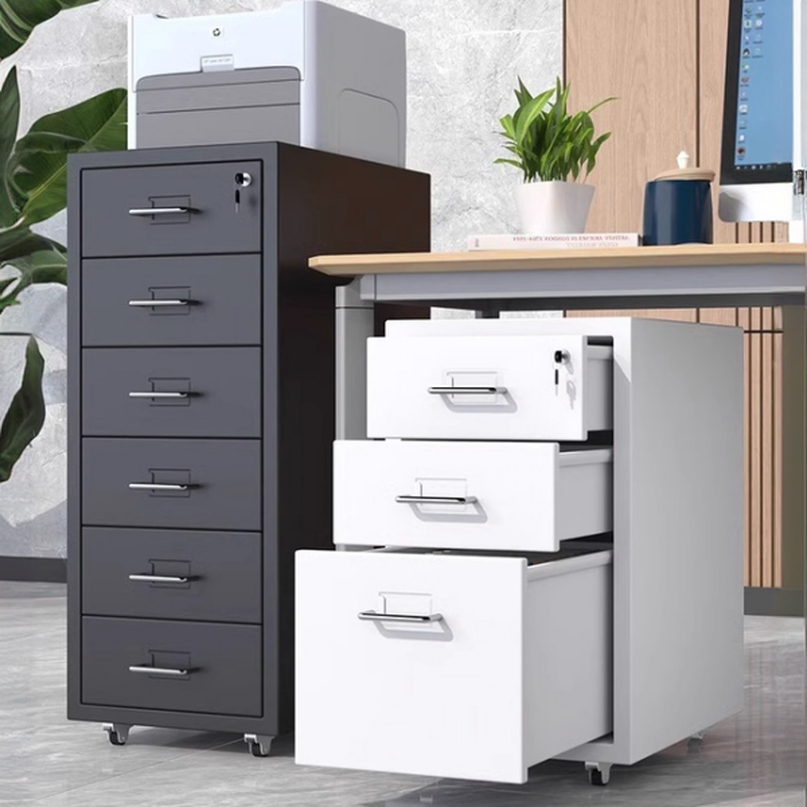 Sleek Free Standing Vertical Filing Cabinet: Damp-proof, Turned Swivel, Stockroom Storage, Secure Safe