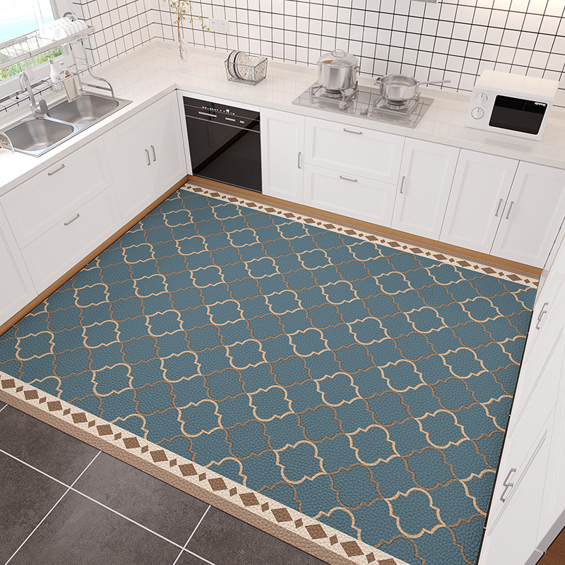 Trendy Indoor Vinyl Area Rug with Non-slip Feature, Rectangular Shape, Floral-patterned, Machine Made Construction