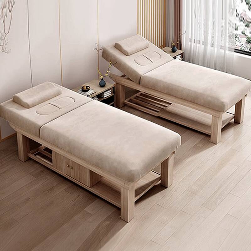 Timber Rectangle Fixed Height Facial Bed on Trestle Base