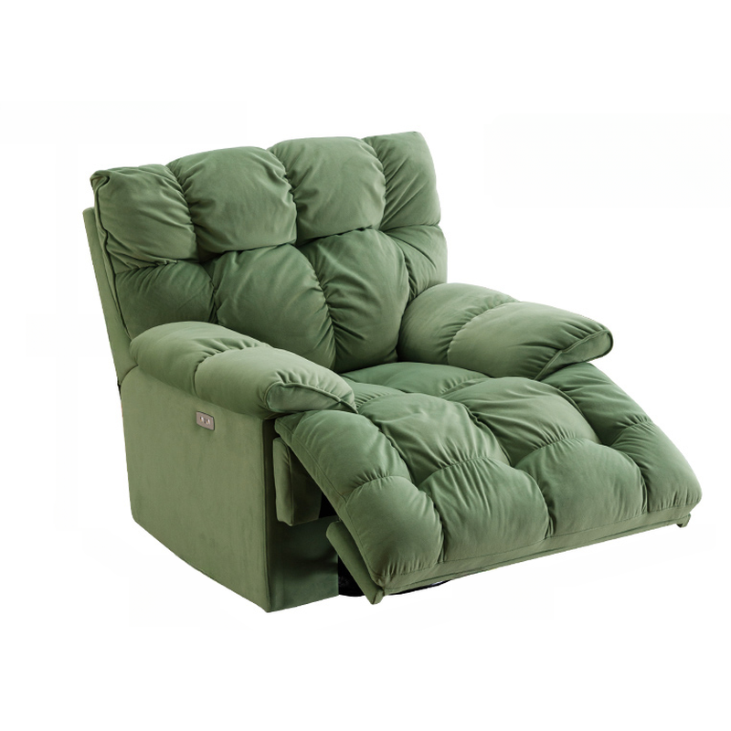 Scandinavian Style Reclining Deck Chair with USB Port and Swivel Glider Base, Plug-In Ready