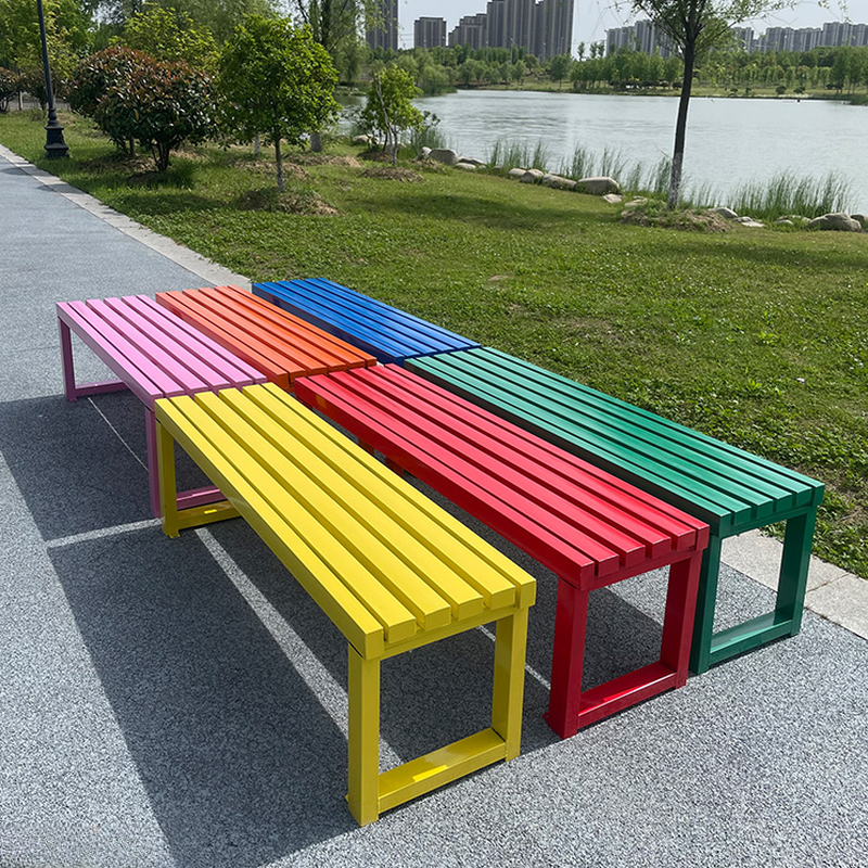 Retro Grey/Carmine/Carnation Metal Picnic Bench with Hydrophobic Finish