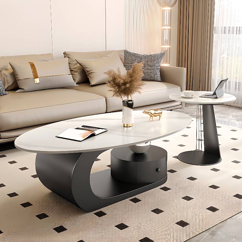 Elliptical Nested/Single Side Table for Indoor Use in a Contemporary Style