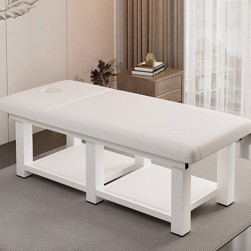 Fixed Height Lumber Rectangle Massage Bed with Trestle Base and Protective Feet