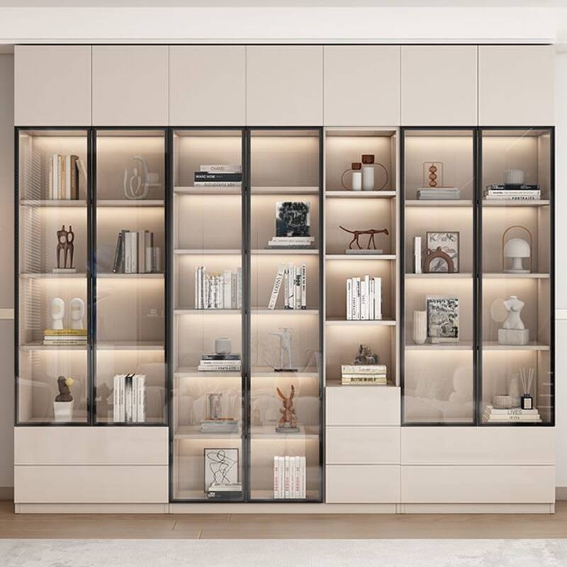 Camel Slab Accent Cabinet with Repository and Multiple Shelves Options
