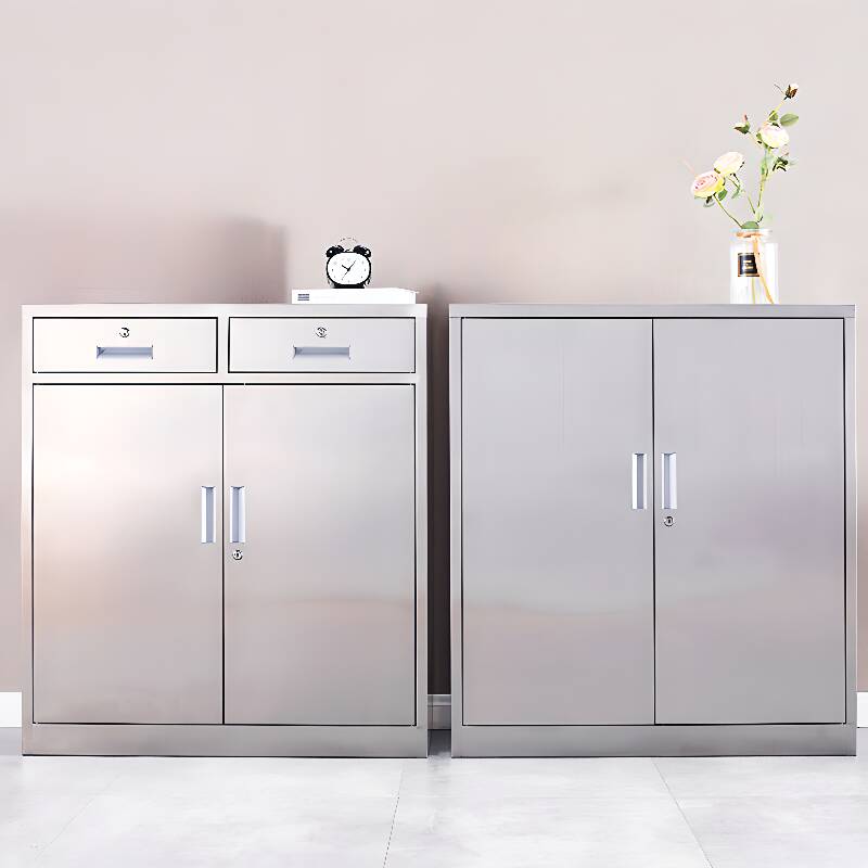 Silver Stainless Steel Secure Moisture-proof Free Standing Filing Storage with Door, Home/Small Space