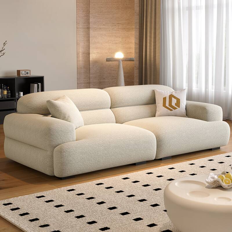 Chic Off-White Sofa/Loveseat/Single Sofa with Biscuit Back for Drawing Room