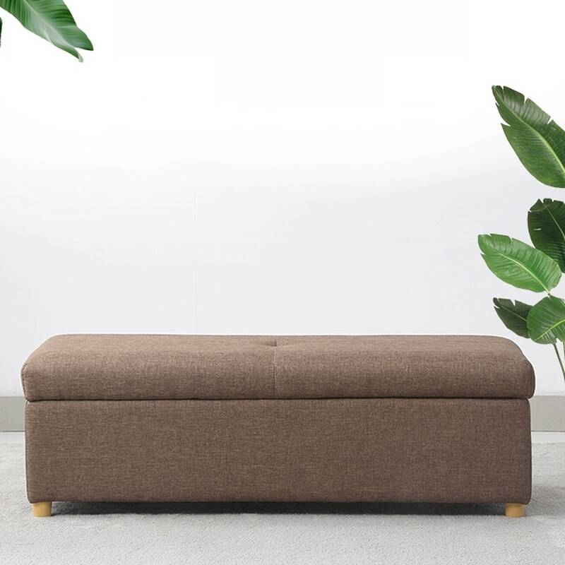 Brown/Lemon Colour Cotton Blend Stitch-tufted Accent Bench Chair for Home