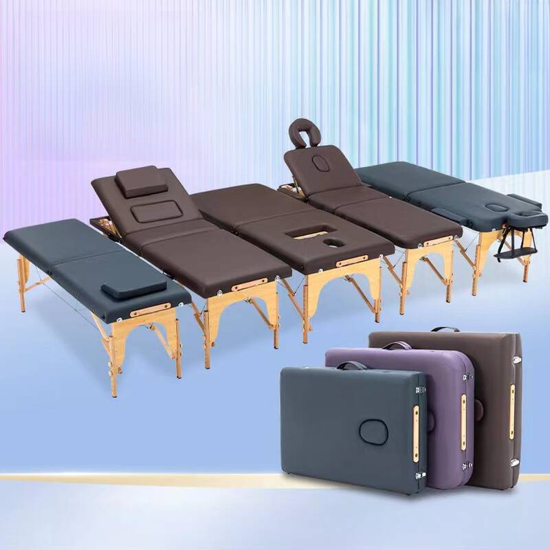 Adjustable Height Timber Rectangle Massage Bed, Stackable, Split Curved Base, Portable, Lightweight