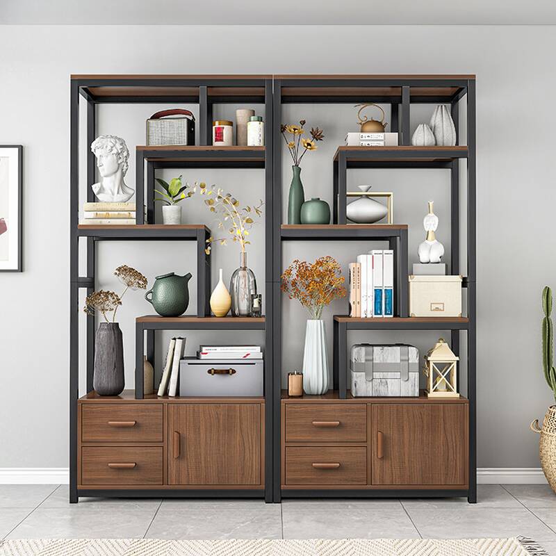 Cocoa Wood Cabinet Set/Accent Cabinet with Accessible Storage
