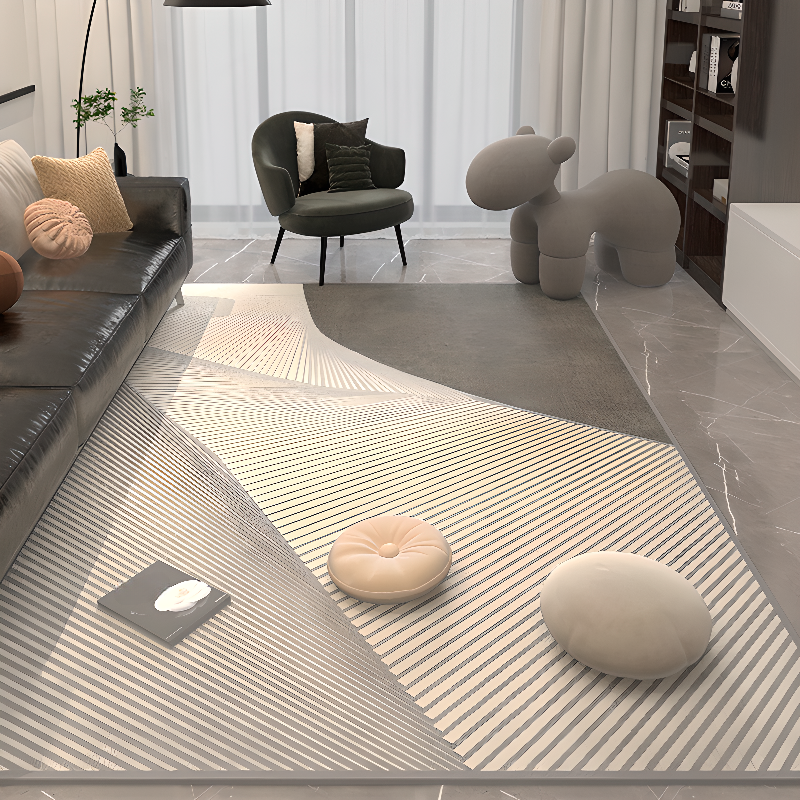 Contemporary Rectangular Striped/Colour Block/Plaid Indoor Living Room Area Rug, Machine Made, Non-slip