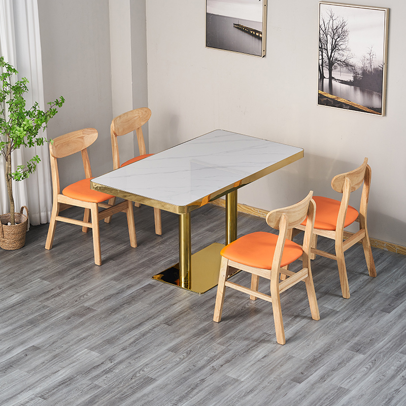 Unfinished Colour Manufactured Wood/Sintered Stone Trestle Dining Table Set for 4