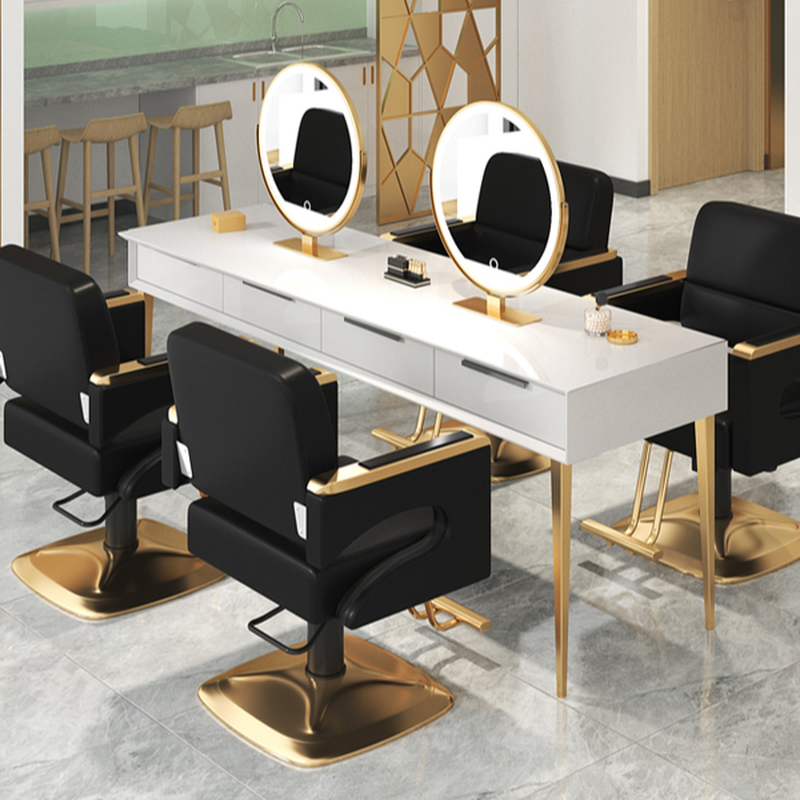 L-Shape Solid Colour Adjustable Styling Chair with Metal Frame and Footrest