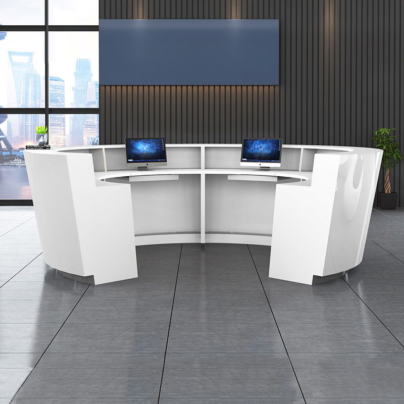Manufactured Wood Top Reception Desk with Cabinet, 2 Cabinets & Keyboard Tray