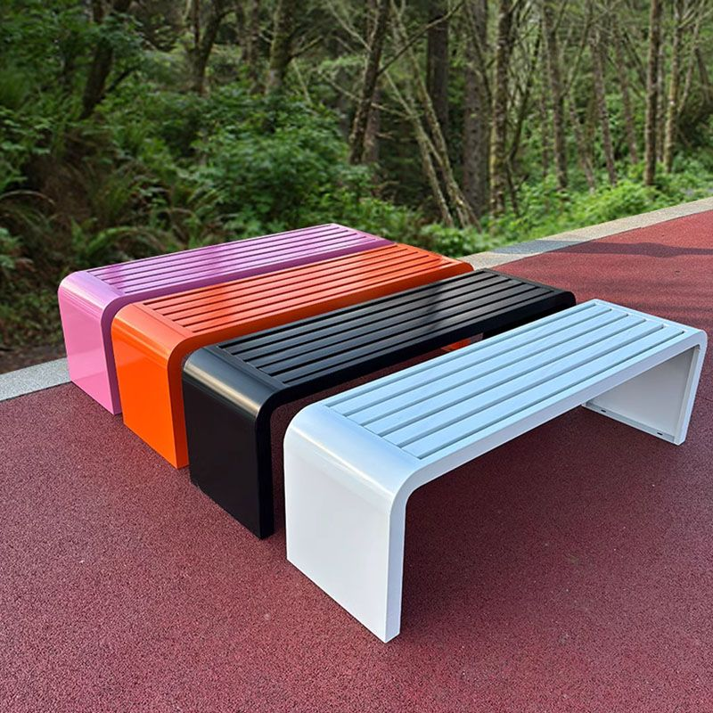 Contemporary Gray/Rose/Tangerine Steel Picnic Bench