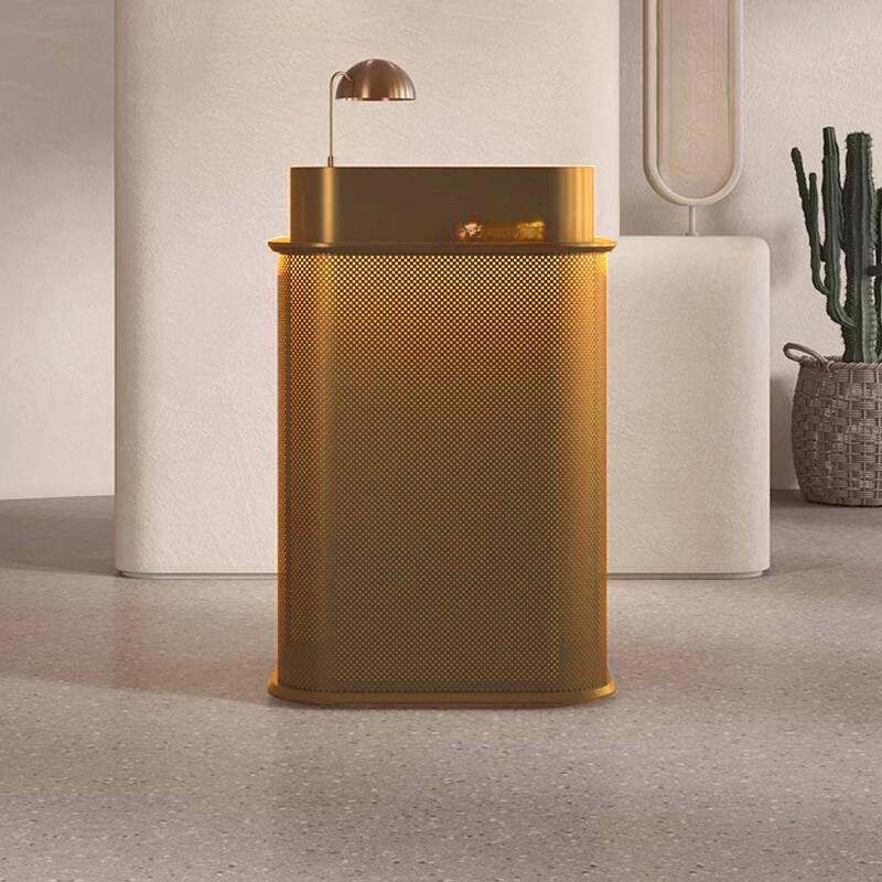 1 Drawer/2 Drawers Art Deco Rectangle Metallic Iron Top Reception Desk with Cable Management