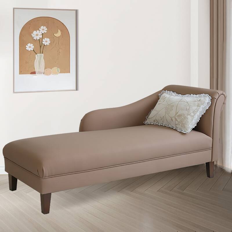 Contemporary Unfixed Auburn/Cerulean/Grey Padded Indoor Chaise Lounge with Right-hand Piece/Left Arm