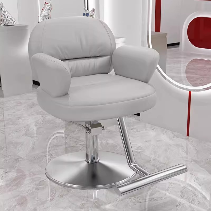 Ergonomic L-Shape Styling Chair with Solid Back, Stainless Steel Frame, Adjustable Swivel