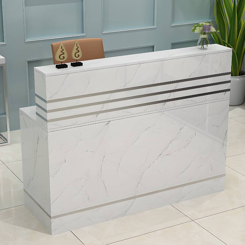 Rectangular Reception Desk for 2 with 2 Drawers, Hutch, Cable Management, Manufactured Wood Top