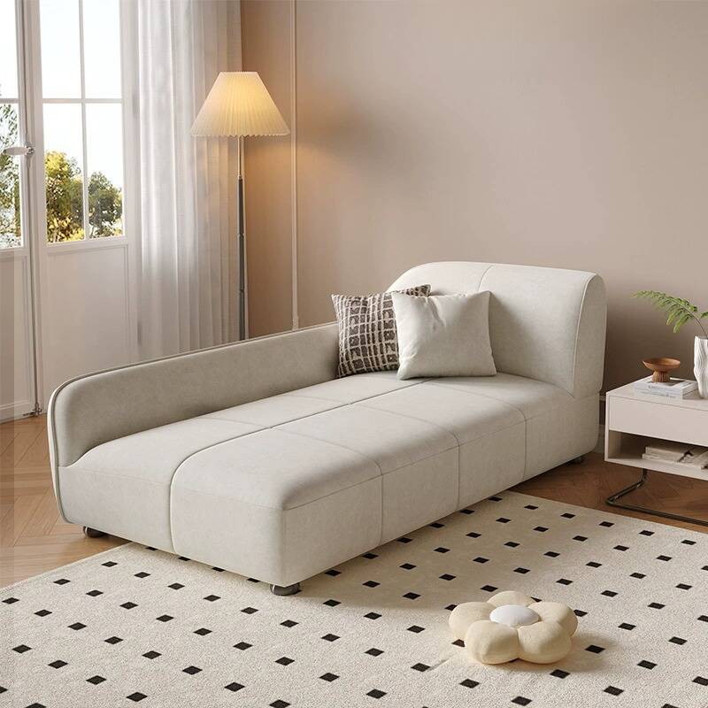 Scratch-durable Foam Reclining Chaise Lounge Chair for Bedroom with Square Arm and 2 Pillows, Corner Unit, Standalone