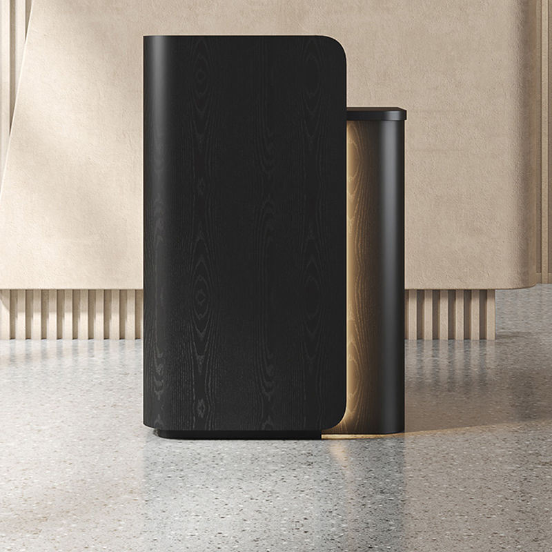 Trendy Reception Desk with Lockable Drawer, Black/White Top, Light, and Manufactured Wood Top