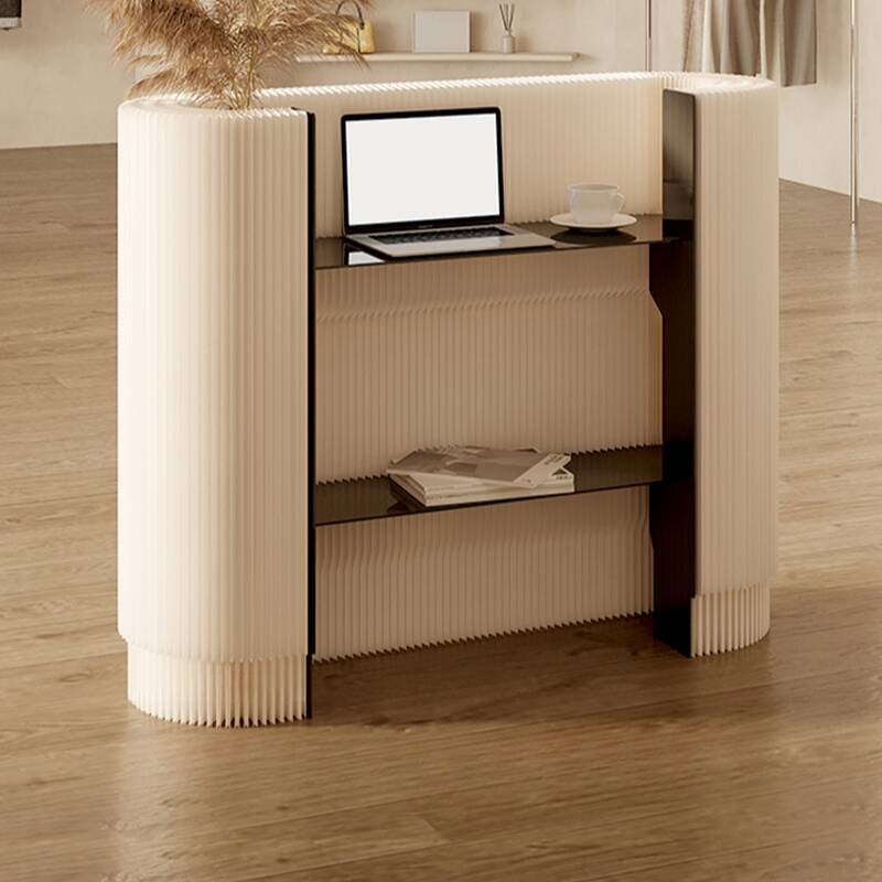 Nordic U-Shape Polymerized Material Top Reception Desk, Storage Included