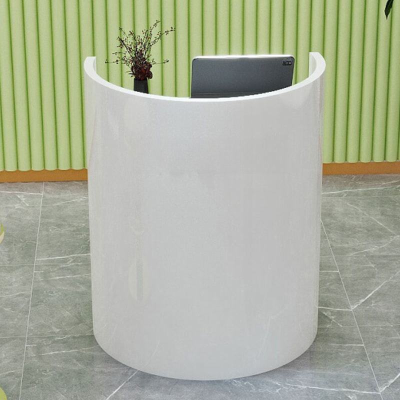 Manufactured Wood Top Reception Desk with Filing Cabinet, Closet & Cable Management