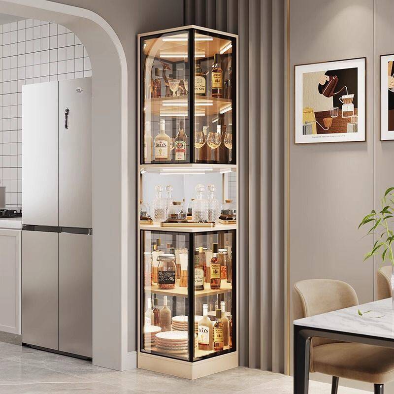 Edge Design Accent Cabinet with Container Storage, 5 Shelves, and Exposed Storage