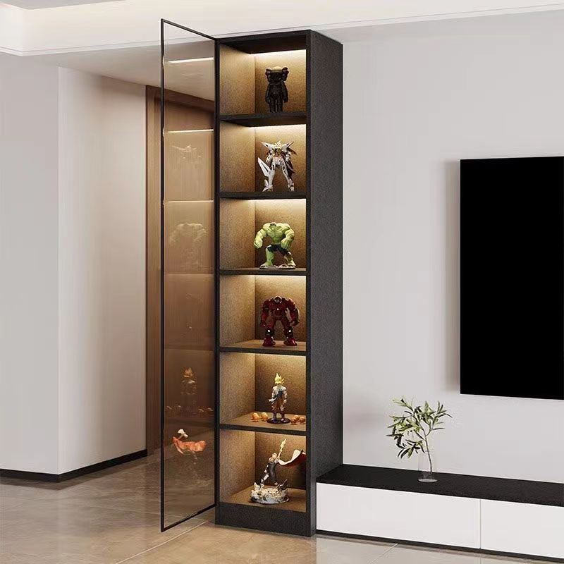 Wood Standard Curio Cabinet with 1 Cabinet and Glass-panel Door Featuring Lighting System