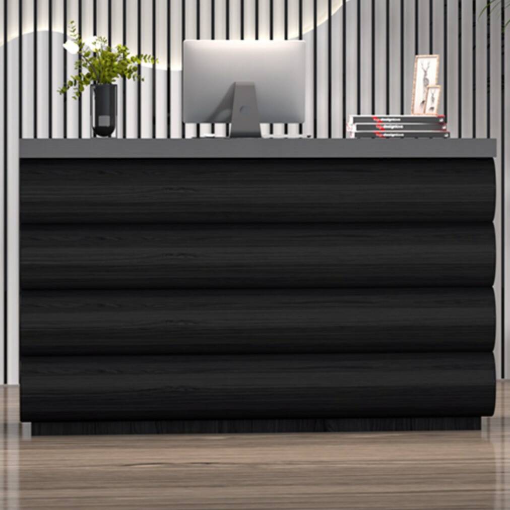 Rectangle Manufactured Wood Top Reception Desk with Closet and 3 Drawers
