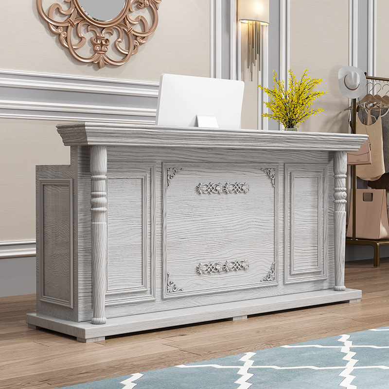 Rectangle Manufactured Wood Top Reception Desk with Cupboard/Locking Drawer/Keyboard Tray