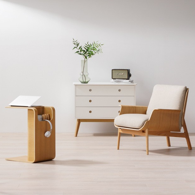 Minimalist White Slipcover Arm Chair with Removable Cushions, Wood Flared Arm, Pillow Back and Wood Four Legs