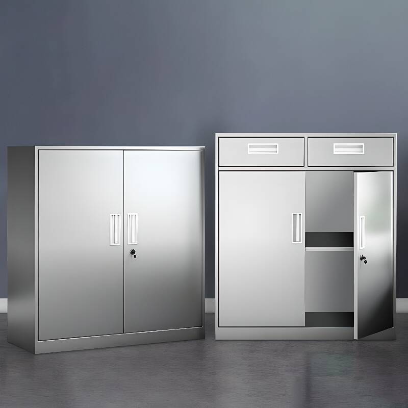 Metallic Simplistic Alloy Vertical Filing Cabinet, Fire-safe with 2 Shelves, Soft Close, Key Lock