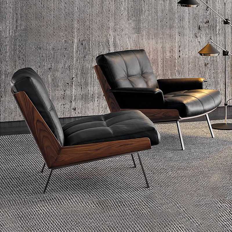 Contemporary Solid Colour Accent Chair Oak Wood Grey/Olive Green/Beige with Pillow Back, Armrest and Four Legs