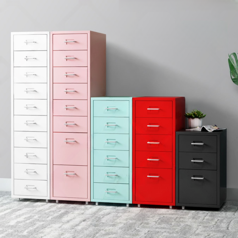 Modern Simple Style Steel Vertical Filing Cabinet with Caster Wheels and Soft Close Features