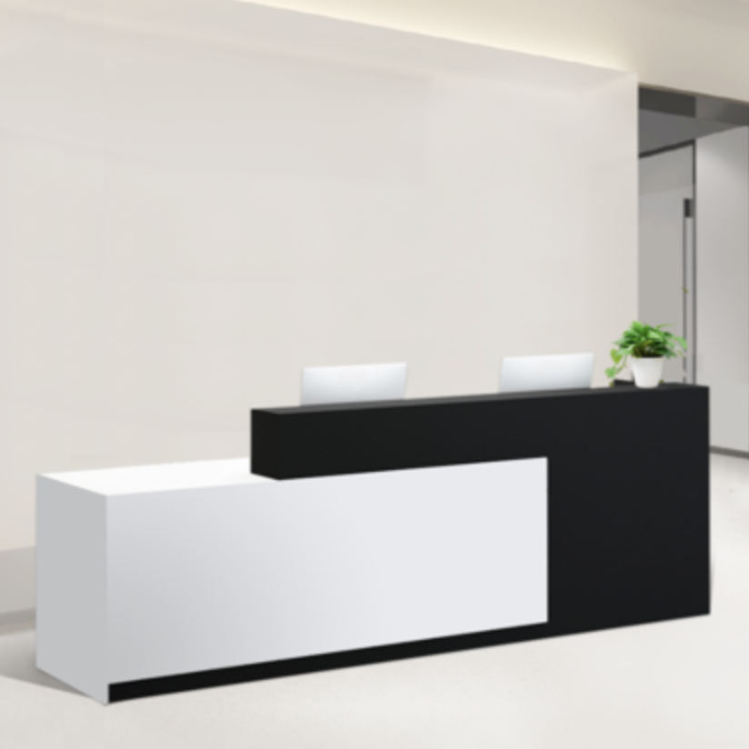 Rectangle Manufactured Wood Top Reception Desk with Keyboard Tray and 2 Drawers/1 Drawer