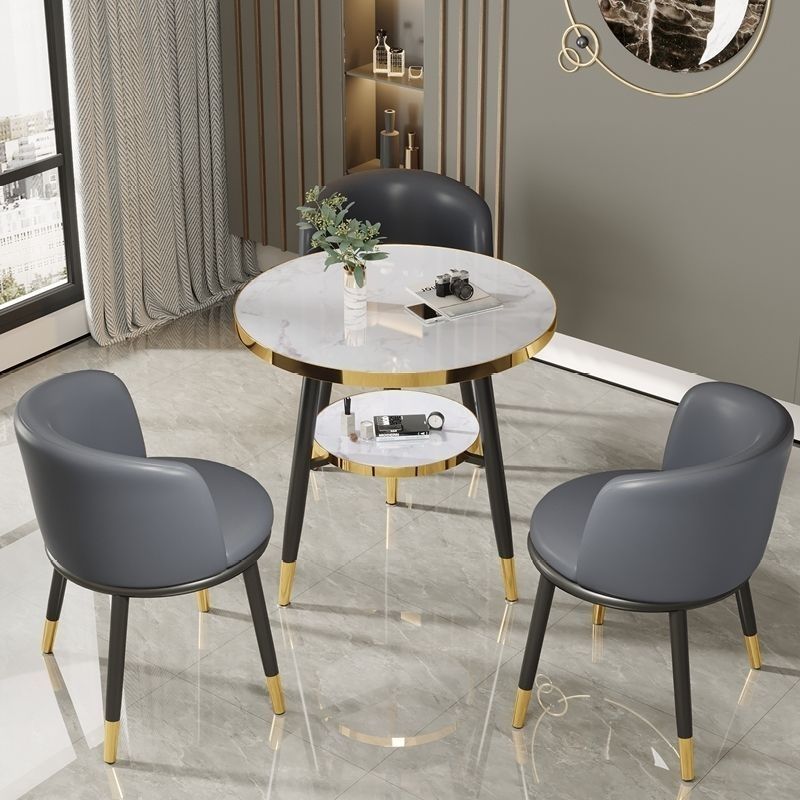 Art Deco Dining Table Set with Manufactured Wood Top, Accommodates 2 to 4 Chairs