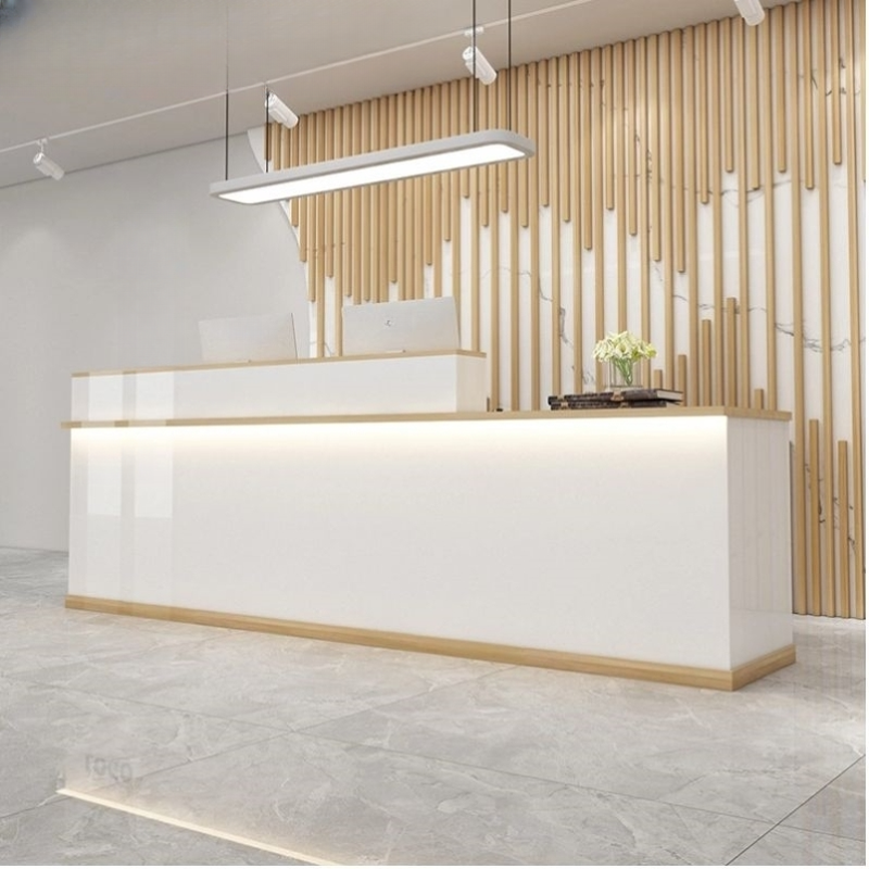 Rectangular Reception Desk with 1 Drawer, Hutch, Keyboard Tray, and Manufactured Wood Top