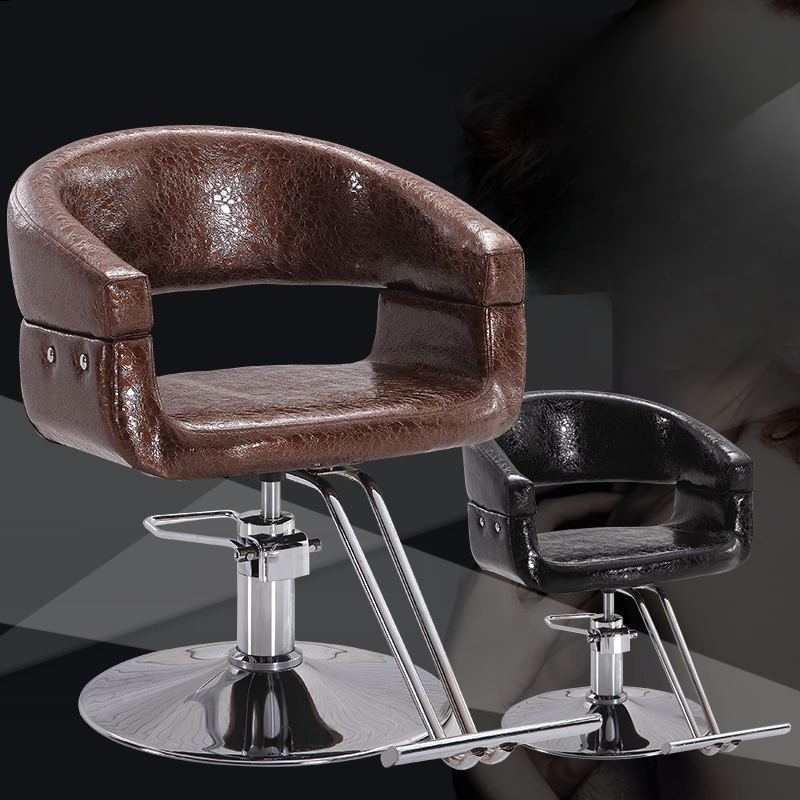 Adjustable Stainless Steel Oval Styling Chair with Solid Colour Pattern