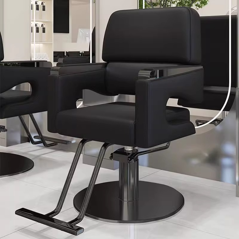 Adjustable Stainless Steel L-Shape Styling Chair with Solid Colour and Footrest