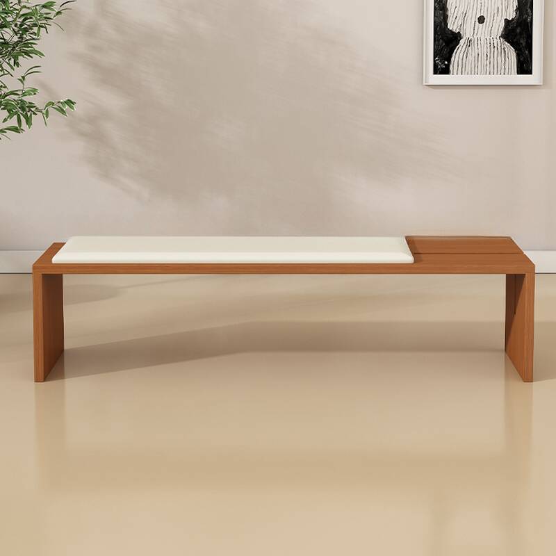 Contemporary Cushioned Upholstered Living Room Bench in Solid Colour