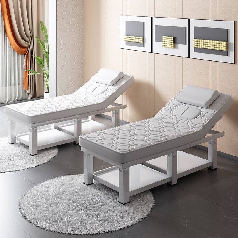 Metal/Wood Rectangular Massage Bed with Trestle Base and 1 Chair