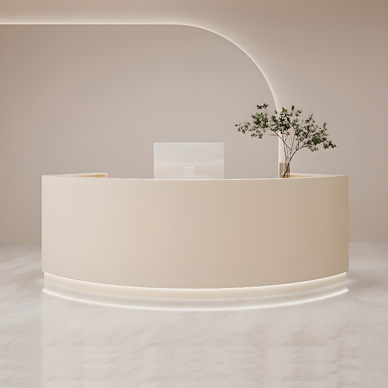 Manufactured Wood Reception Desk with 2 Drawers, 2 Cabinets, Hutch, Keyboard Tray and Filing Cabinet