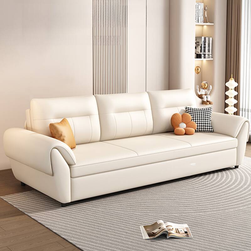 White Button-tufted King Size/California King Size/Queen Size Day Bed and Futon with Locker, Pillow and Pillow Top Arm for 3 People/for 4