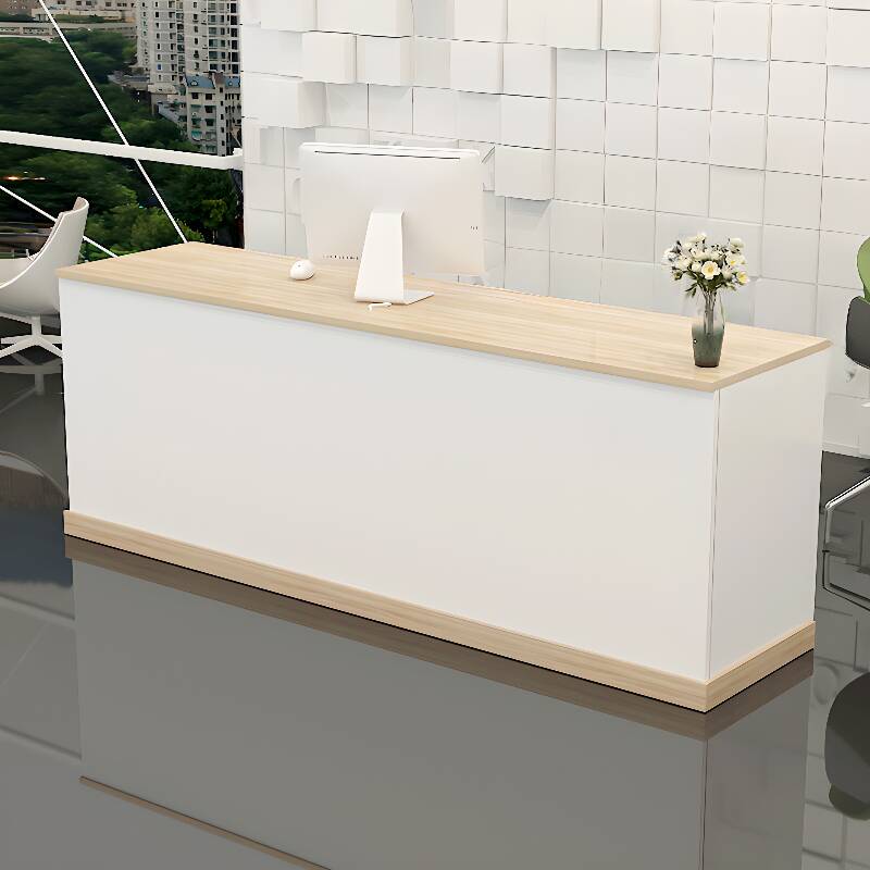 L-Shape Reception Desk with Cabinet, Lockable Drawer, Keyboard Tray, Cable Management, and Filing Cabinet in Manufactured Wood Top