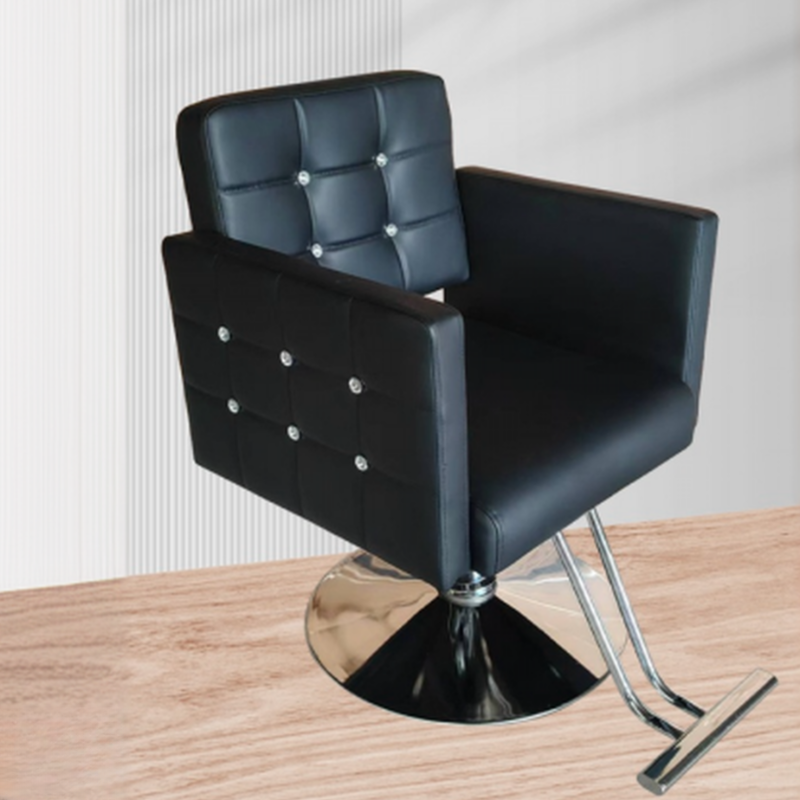 Adjustable L-Shape Solid Colour Styling Chair with Full Back, Gray/White/Peony Upholstery, Stainless Steel Frame, and Footrest