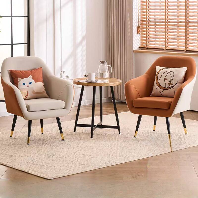 Ivory/Gray/Azure Solid Colour Barrel Chair with Tight Back, Arms and Removable Cushions for Living Room in a Modern Simple Style